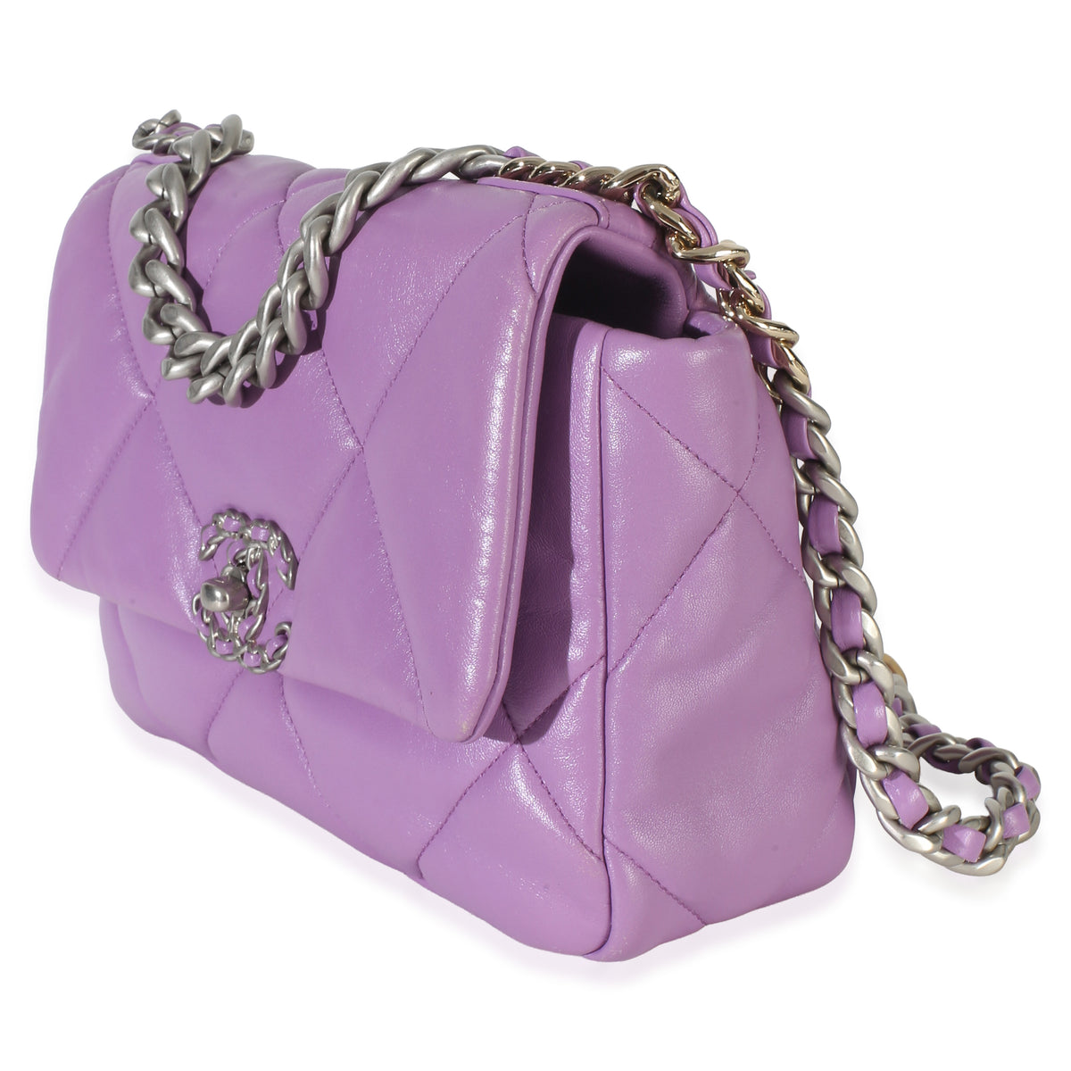 Chanel Purple Quilted Lambskin Medium  19 Flap Bag Handbag 2