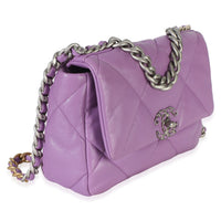 Chanel Purple Quilted Lambskin Medium  19 Flap Bag Handbag 3