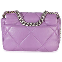 Chanel Purple Quilted Lambskin Medium  19 Flap Bag Handbag 4