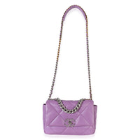 Chanel Purple Quilted Lambskin Medium  19 Flap Bag Handbag 8