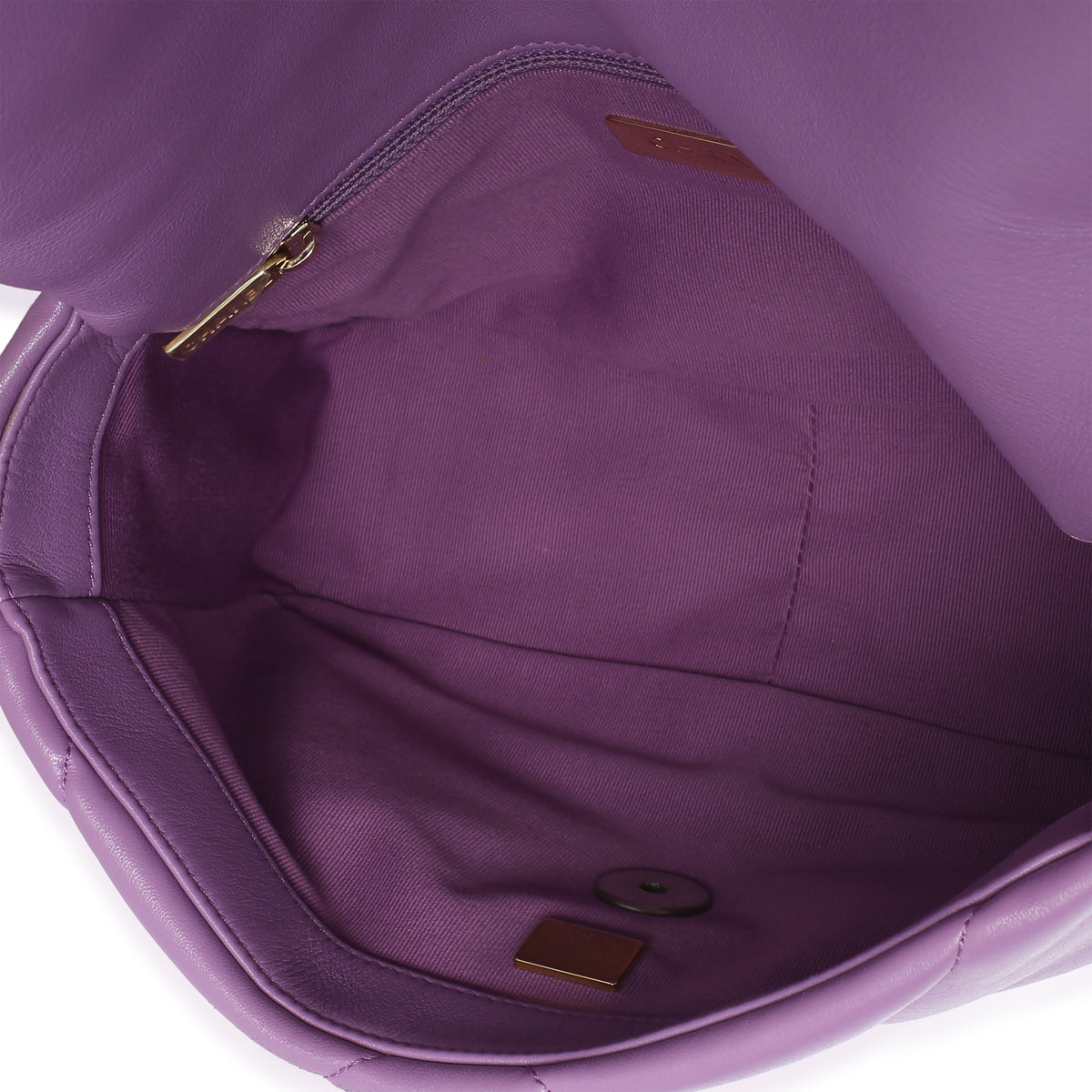 Chanel Purple Quilted Lambskin Medium  19 Flap Bag Handbag 9