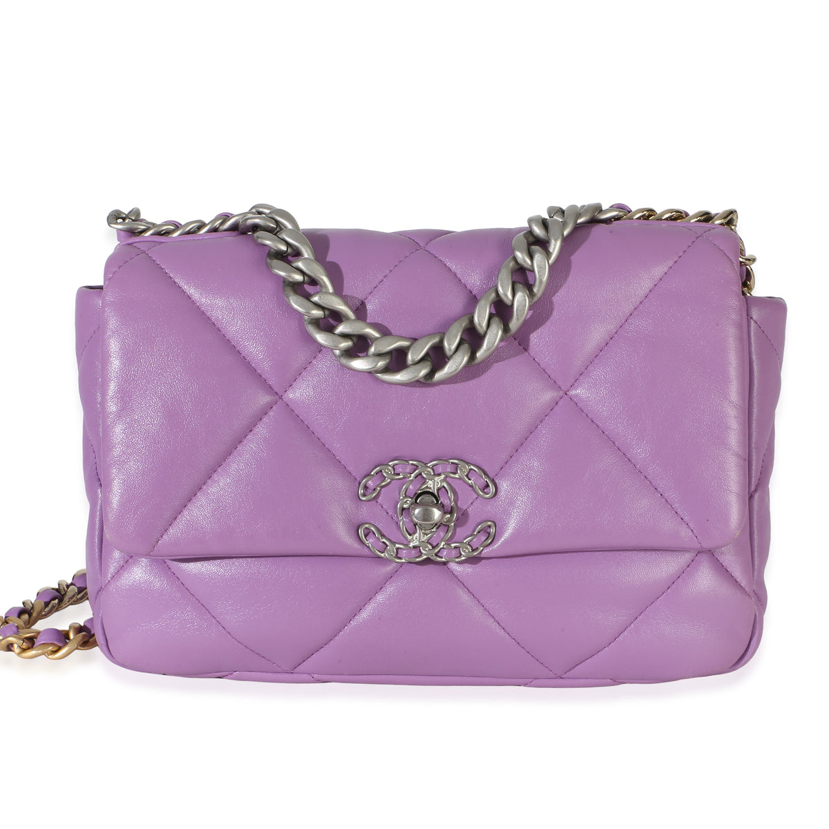 Chanel Purple Quilted Lambskin Medium  19 Flap Bag Handbag id