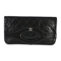 Chanel Black Quilted Shiny Crumpled Calfskin Small Fold Clutch Handbag id