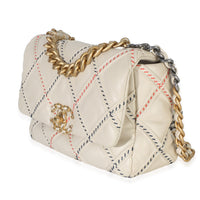 Chanel Beige Multicolor Quilted Lambskin Mixed Fibers Medium  19 Flap Bag Handbag 2