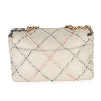 Chanel Beige Multicolor Quilted Lambskin Mixed Fibers Medium  19 Flap Bag Handbag 4