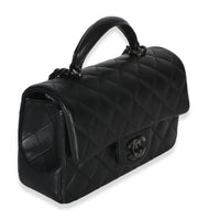 Chanel So Black Quilted Lambskin Mini Top Handle Rectangular Flap Bag Handbag 3
