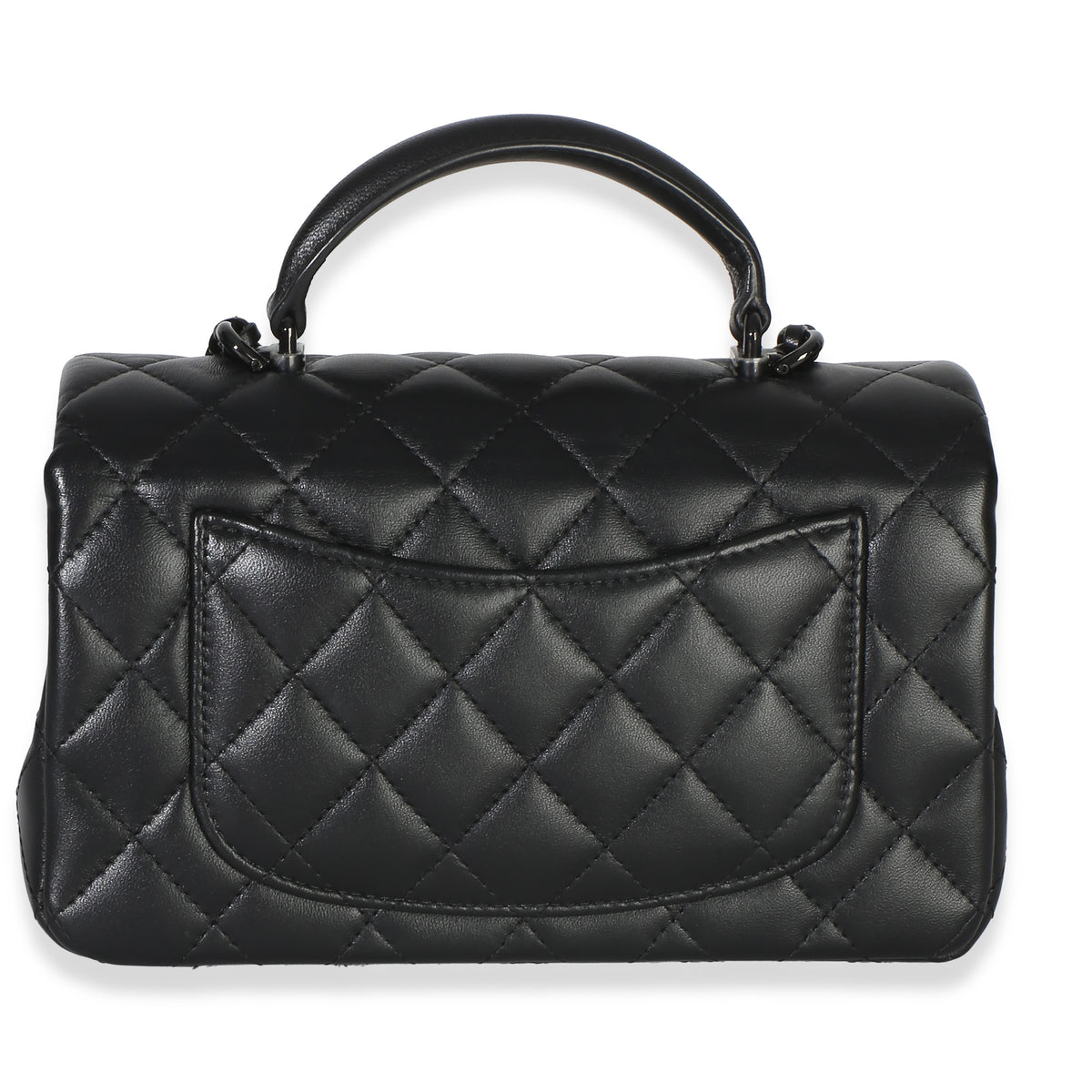 Chanel So Black Quilted Lambskin Mini Top Handle Rectangular Flap Bag Handbag 4