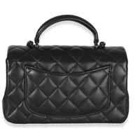 Chanel So Black Quilted Lambskin Mini Top Handle Rectangular Flap Bag Handbag 4