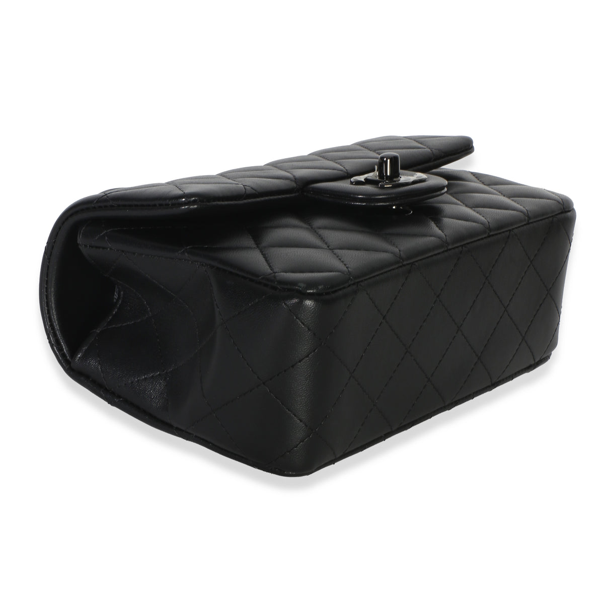 Chanel So Black Quilted Lambskin Mini Top Handle Rectangular Flap Bag Handbag 7