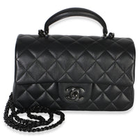 Chanel So Black Quilted Lambskin Mini Top Handle Rectangular Flap Bag Handbag id