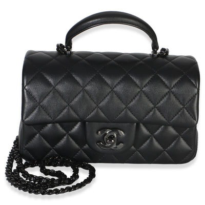 Chanel So Black Quilted Lambskin Mini Top Handle Rectangular Flap Bag Handbag id