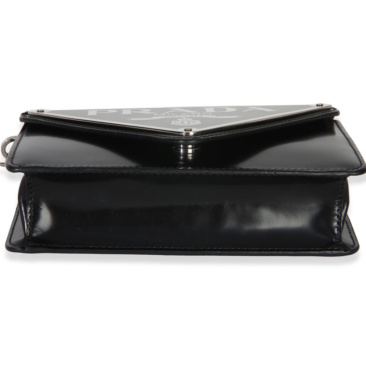 Prada Black Spazzolato Triangle Logo Plate Flap Chain Crossbody Bag Handbag 5