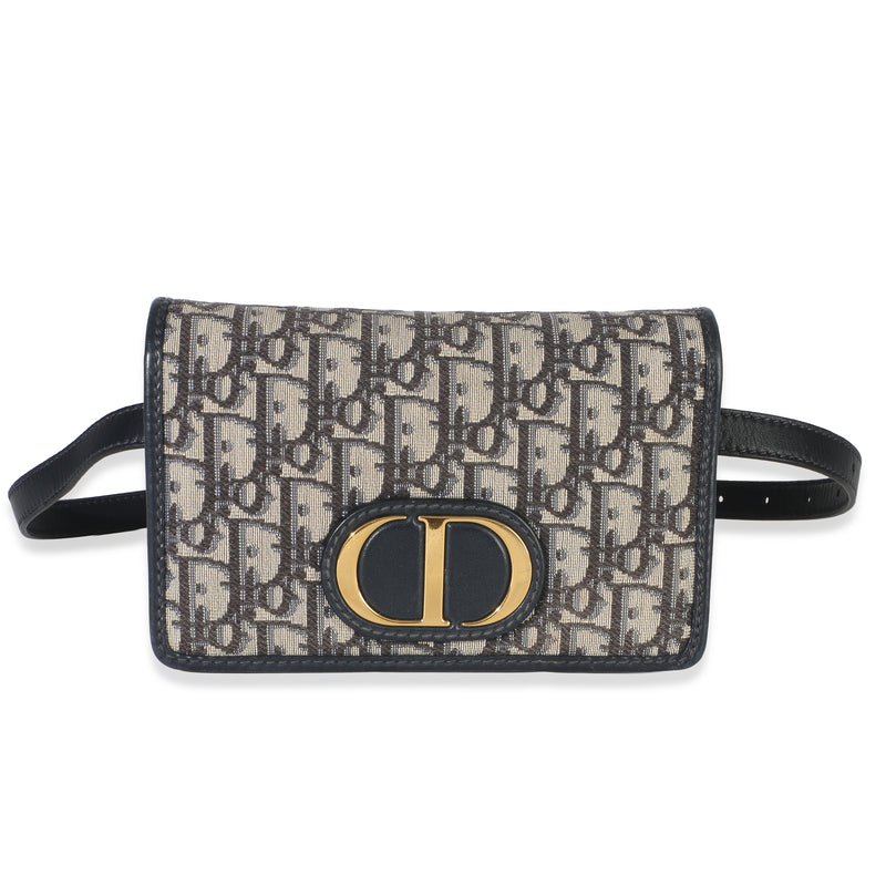 Christian Dior Navy Oblique Jacquard 30 Montaigne 2 in 1 Pouch Handbag id