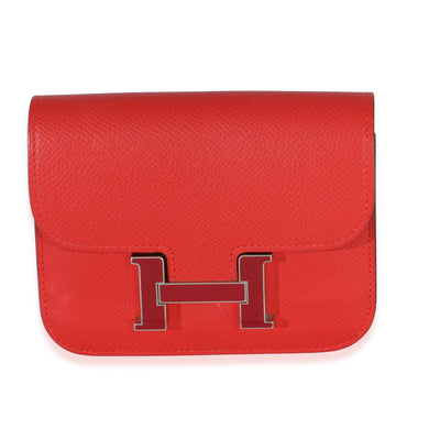 Hermès Epsom Rouge de Coeur Constance Slim Wallet PHW Wallet id