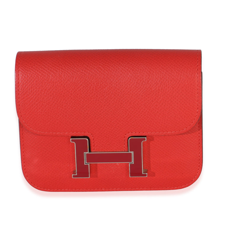 Hermès Epsom Rouge de Coeur Constance Slim Wallet PHW Wallet fv