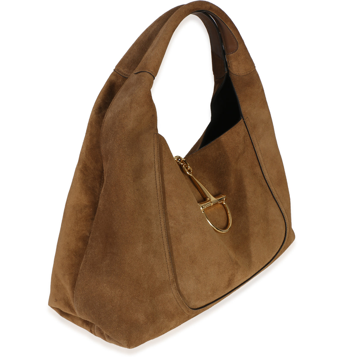 Gucci Brown Suede Horsebit Maxi Shoulder Bag Handbag 3