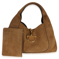 Gucci Brown Suede Horsebit Maxi Shoulder Bag Handbag 8