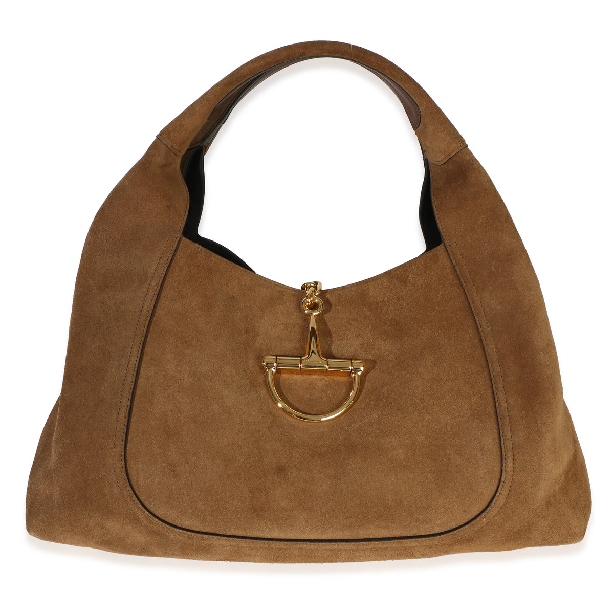 Gucci Brown Suede Horsebit Maxi Shoulder Bag Handbag id