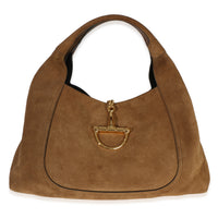 Gucci Brown Suede Horsebit Maxi Shoulder Bag Handbag id