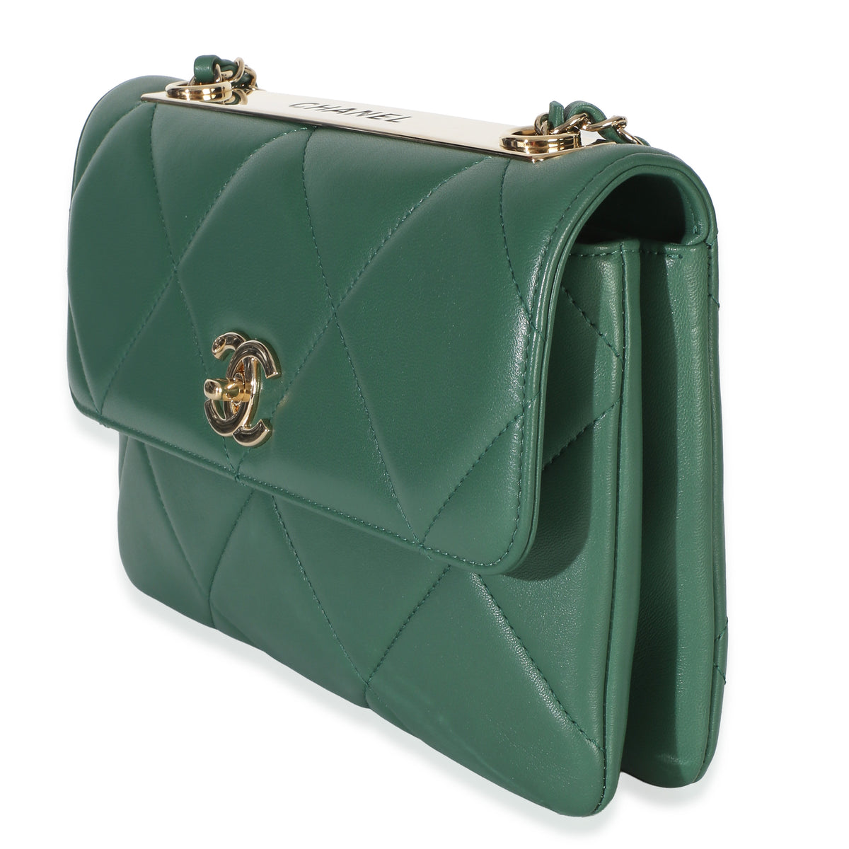 Chanel Green Quilted Lambskin Small Trendy Flap Bag Handbag 2