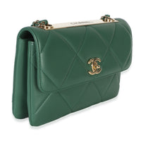 Chanel Green Quilted Lambskin Small Trendy Flap Bag Handbag 3