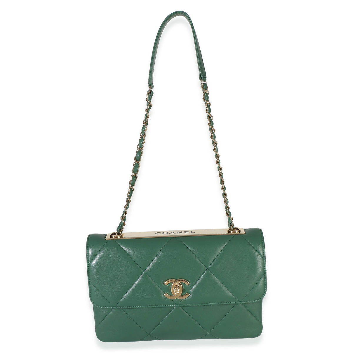 Chanel Green Quilted Lambskin Small Trendy Flap Bag Handbag 8