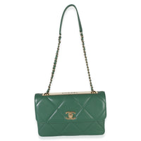 Chanel Green Quilted Lambskin Small Trendy Flap Bag Handbag 8