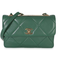 Chanel Green Quilted Lambskin Small Trendy Flap Bag Handbag id
