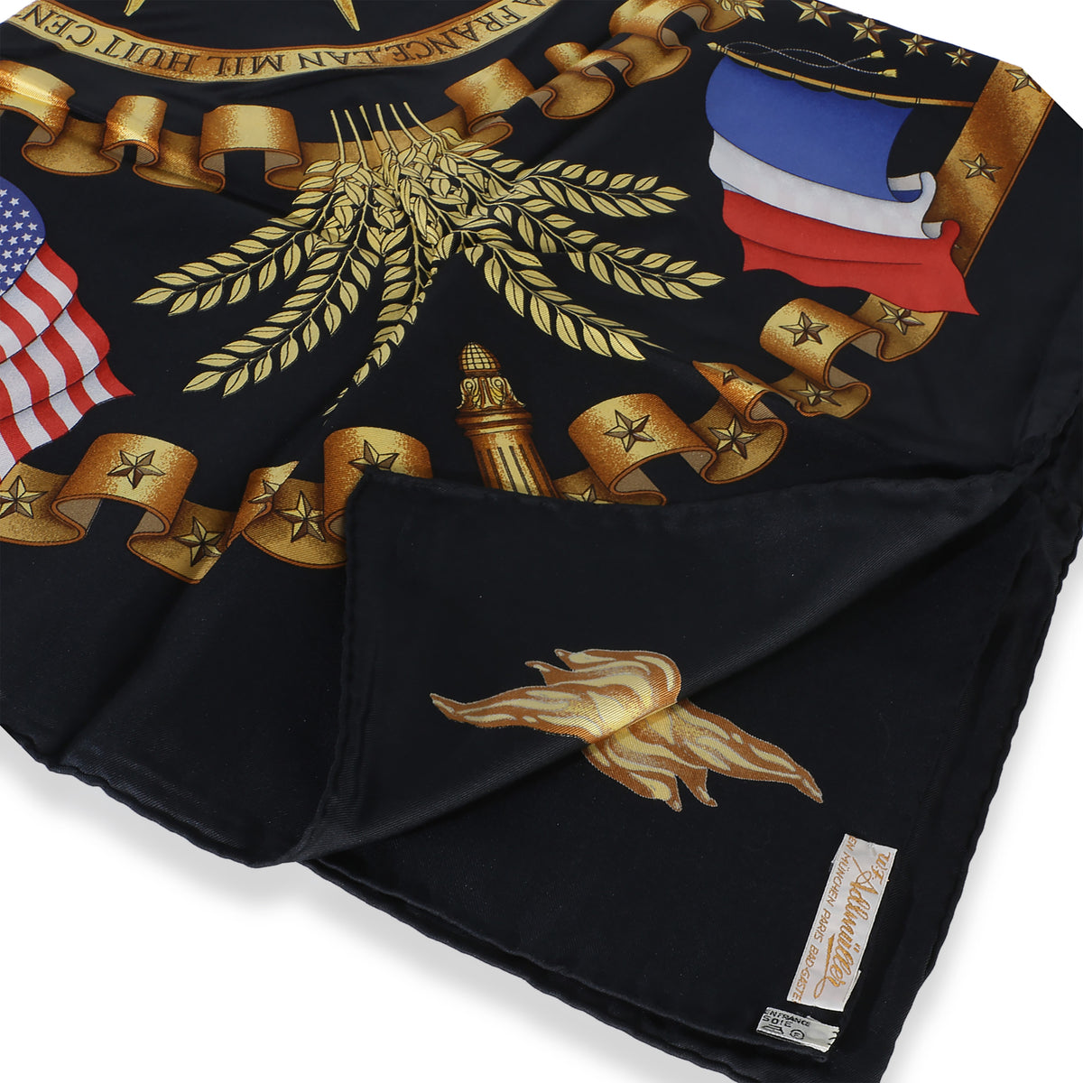 Hermès Black Multicolor Statue of Liberty Centennial Silk Scarf 90 3