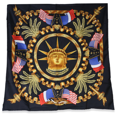 Hermès Black Multicolor Statue of Liberty Centennial Silk Scarf 90 fv