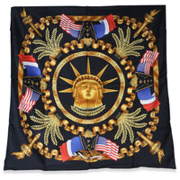 Hermès Black Multicolor Statue of Liberty Centennial Silk Scarf 90 fv