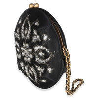 Chanel Black Embellished Satin Evening Bag Handbag 2