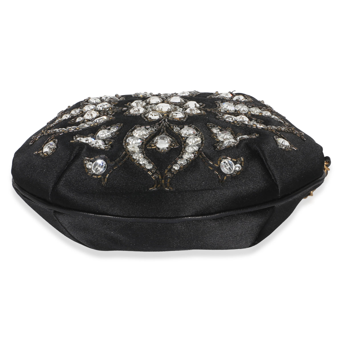Chanel Black Embellished Satin Evening Bag Handbag 5