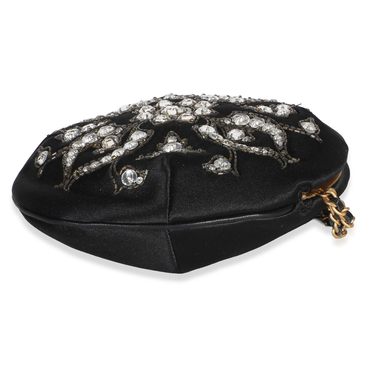 Chanel Black Embellished Satin Evening Bag Handbag 6