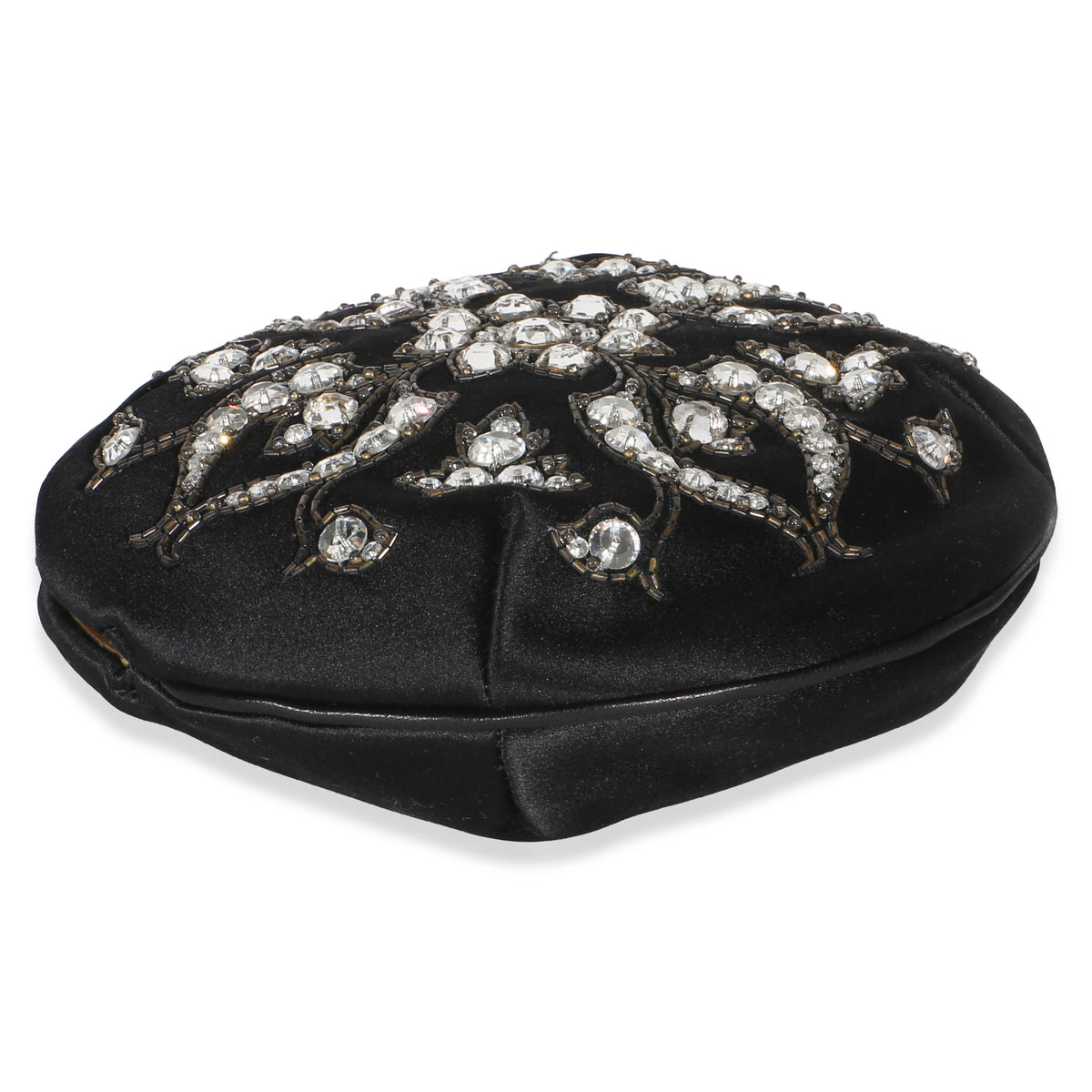 Chanel Black Embellished Satin Evening Bag Handbag 7