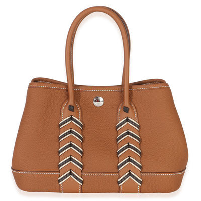 Hermès Gold Bai Brun Craie Togo Swift Neo Garden 23 Bredies PHW Handbag fv