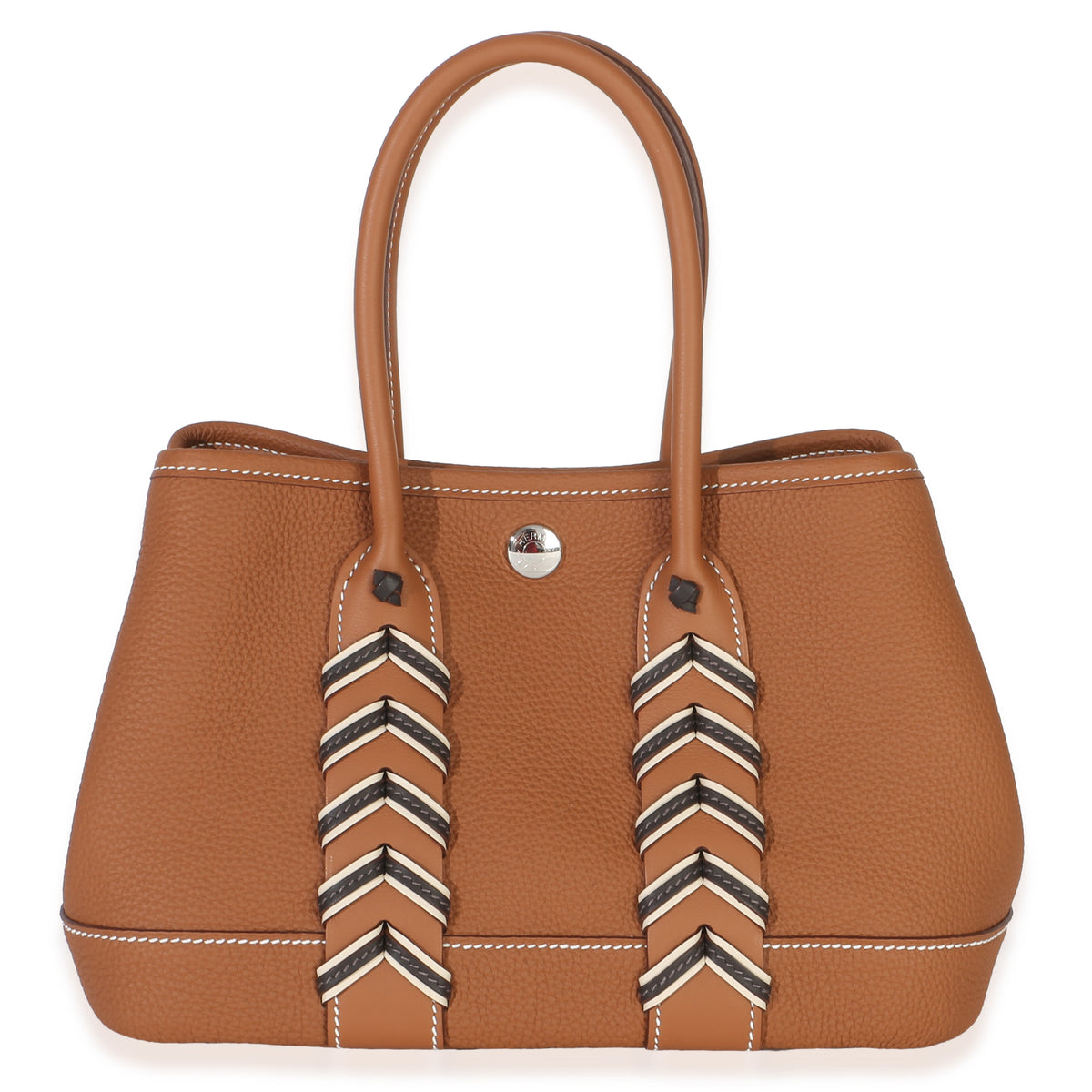 Hermès Gold Bai Brun Craie Togo Swift Neo Garden 23 Bredies PHW Handbag fv