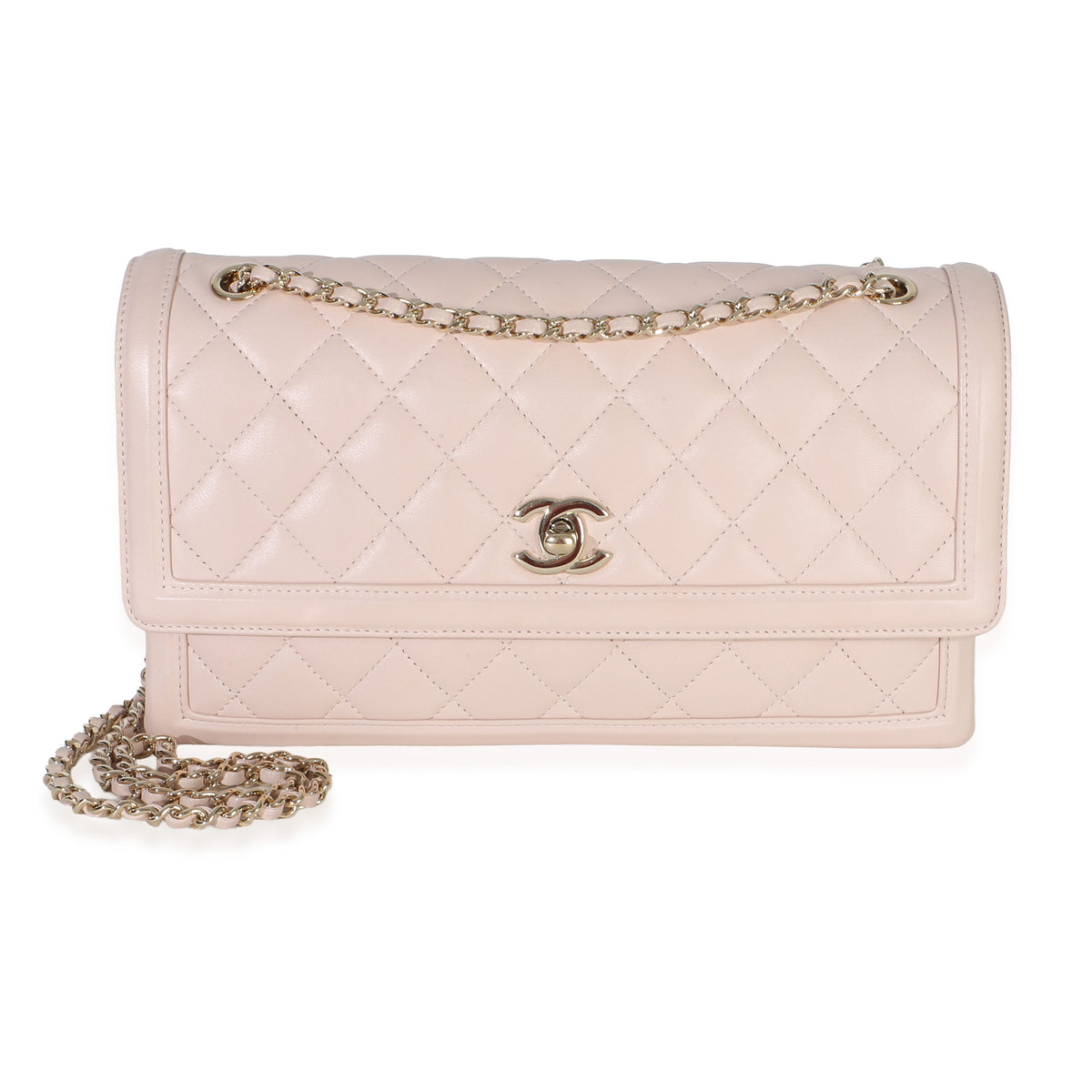 Chanel Light Pink Quilted Lambskin Hanbok Flap Bag Handbag id