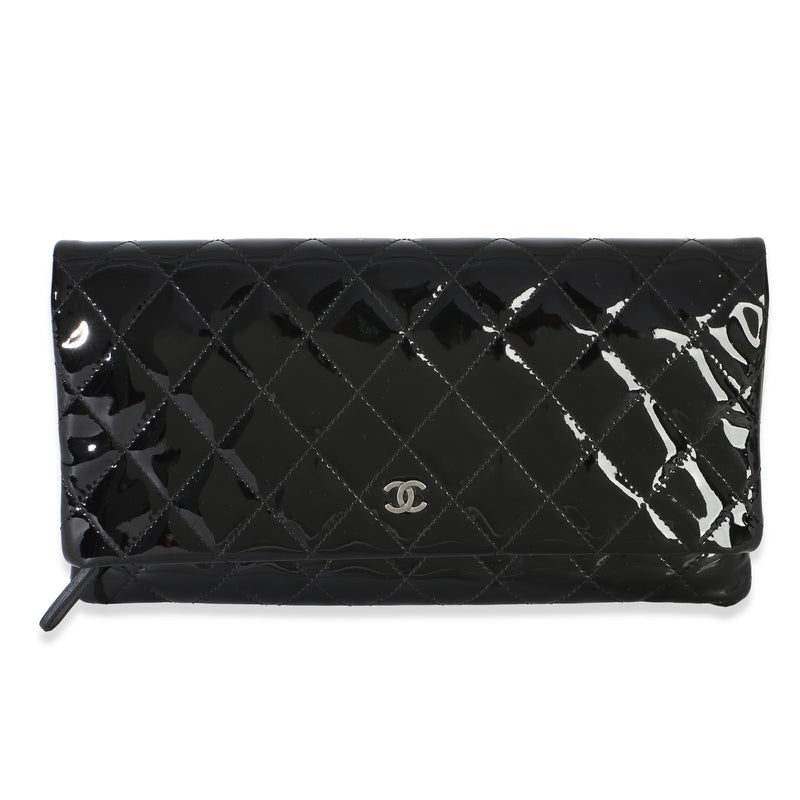 Chanel Black Quilted Patent Beauty CC Clutch Handbag id