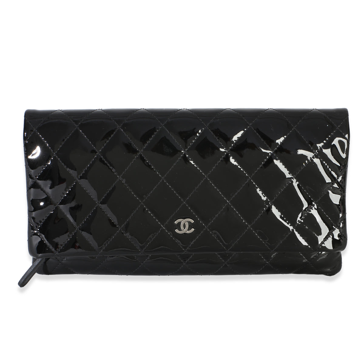 Chanel Black Quilted Patent Beauty CC Clutch Handbag id