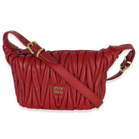 Miu Miu Red Nappa Matelasse Mini Pouch Handbag id
