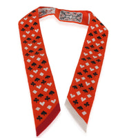 Hermès Orange Vermillion Jeu de Cartes Silk Twilly 2