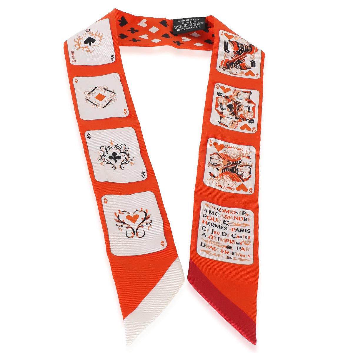 Hermès Orange Vermillion Jeu de Cartes Silk Twilly id