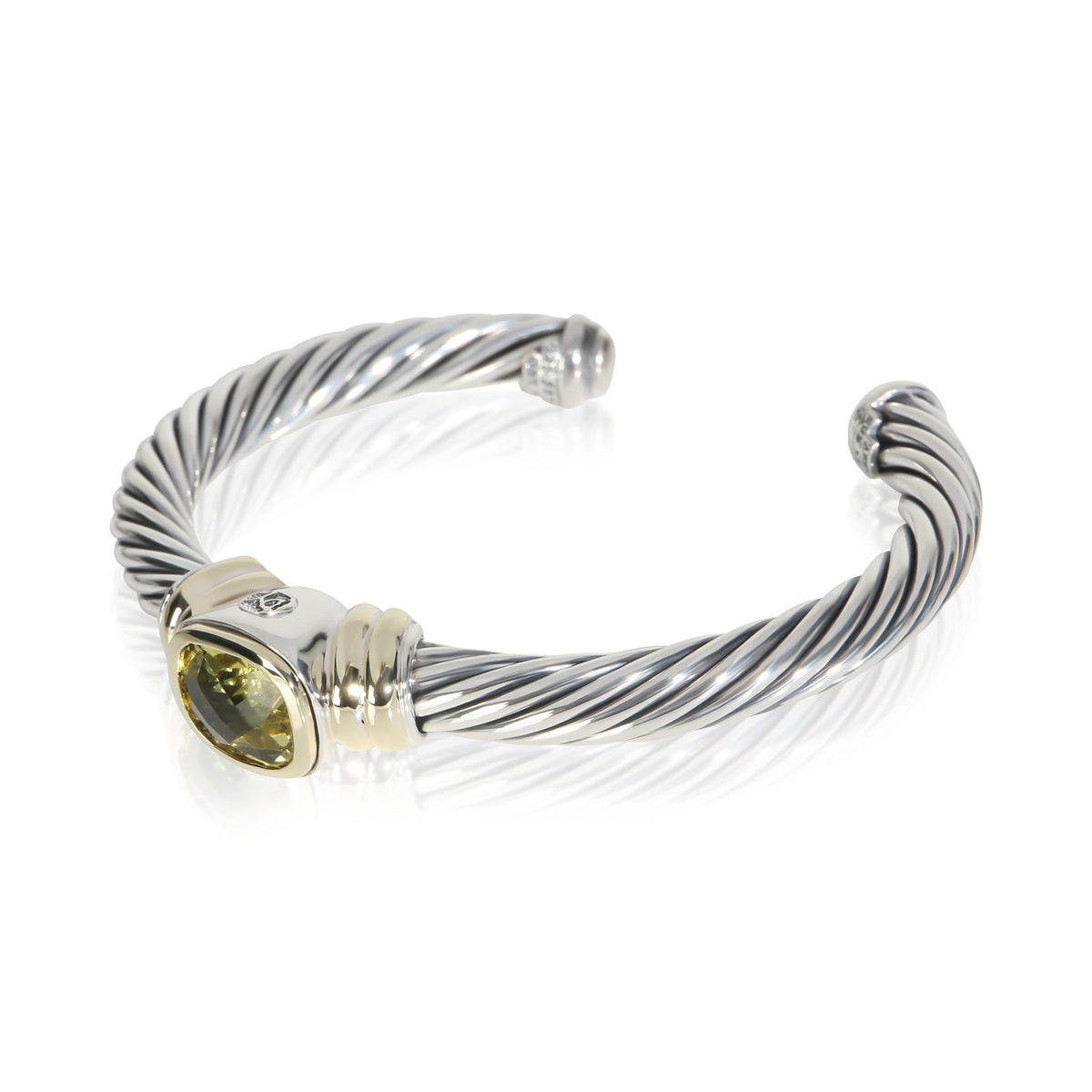 David Yurman Yellow Gold & Sterling Silver Peridot Noblesse Bracelet 2