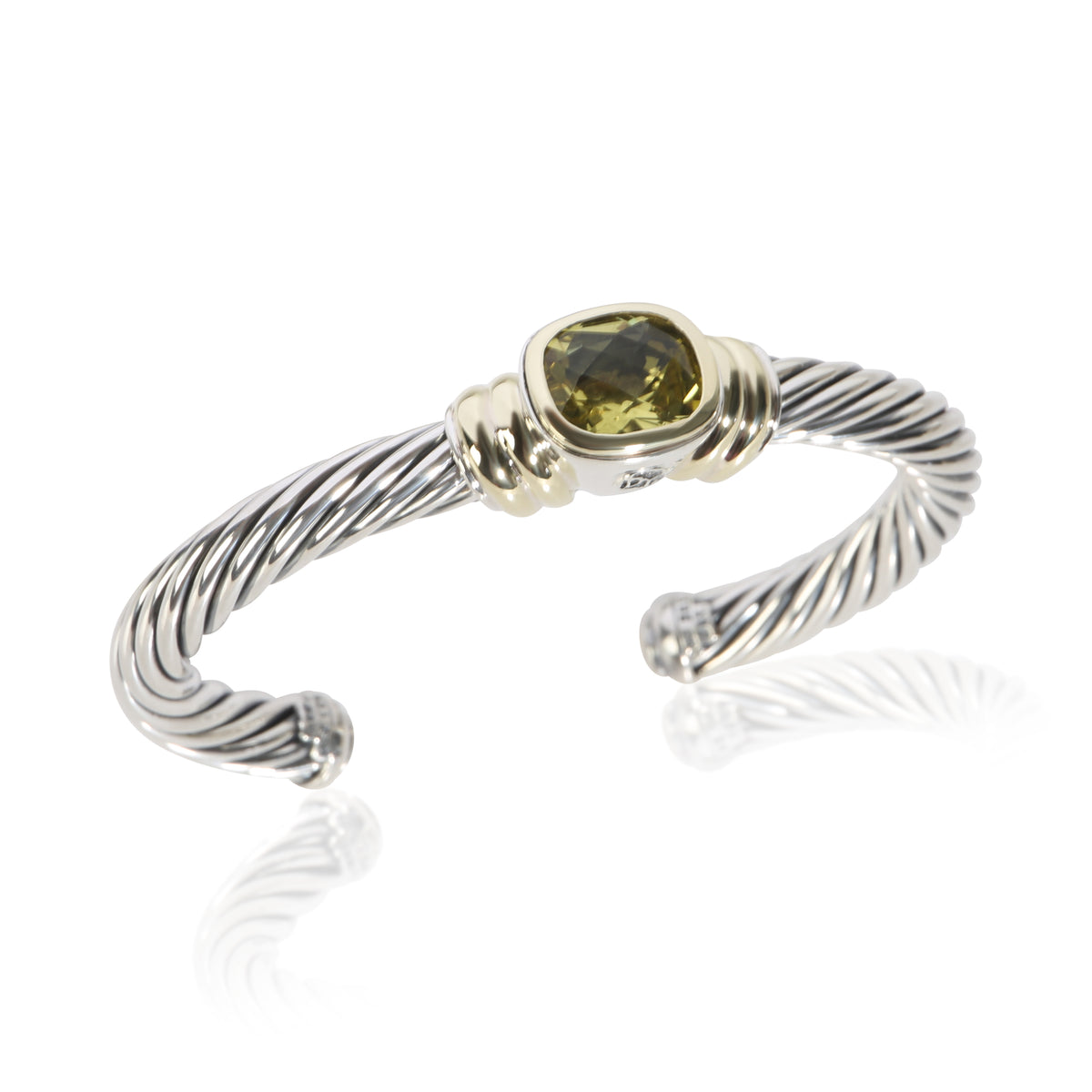 David Yurman Yellow Gold & Sterling Silver Peridot Noblesse Bracelet 4