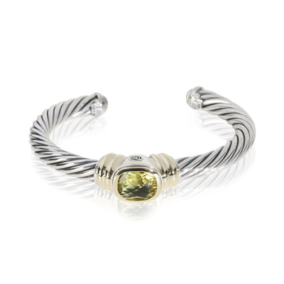 David Yurman Yellow Gold & Sterling Silver Peridot Noblesse Bracelet fv