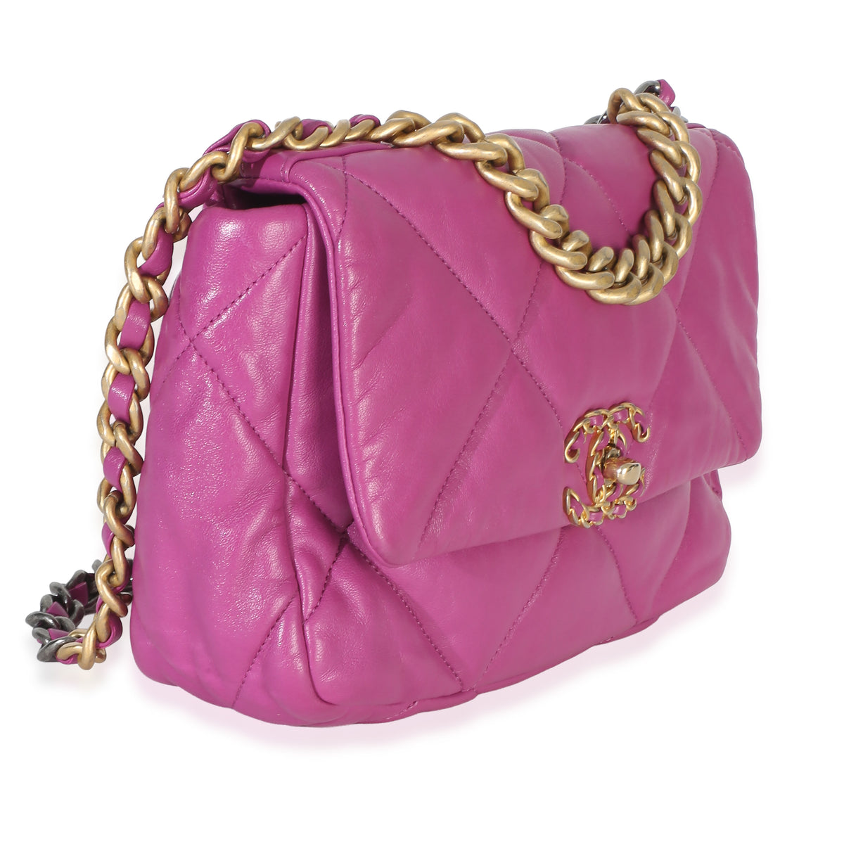 Chanel Purple Quilted Lambskin Medium  19 Flap Bag Handbag 3