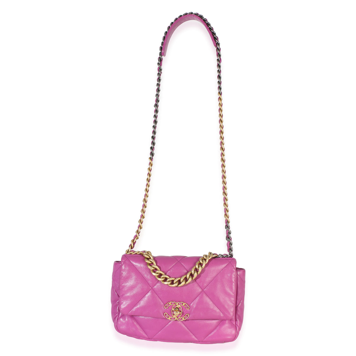 Chanel Purple Quilted Lambskin Medium  19 Flap Bag Handbag 8