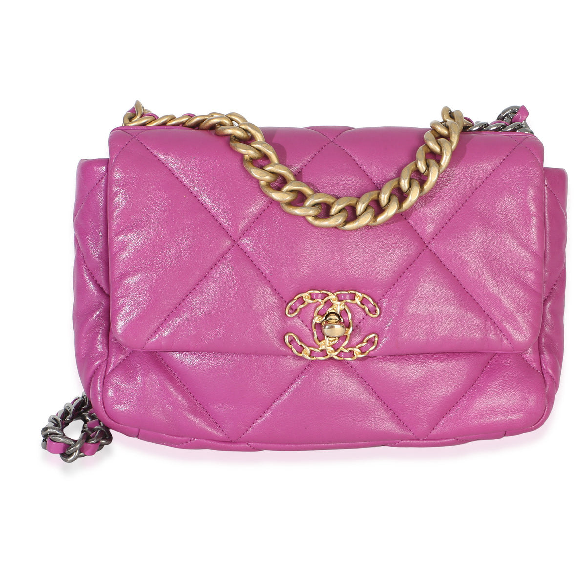 Chanel Purple Quilted Lambskin Medium  19 Flap Bag Handbag id