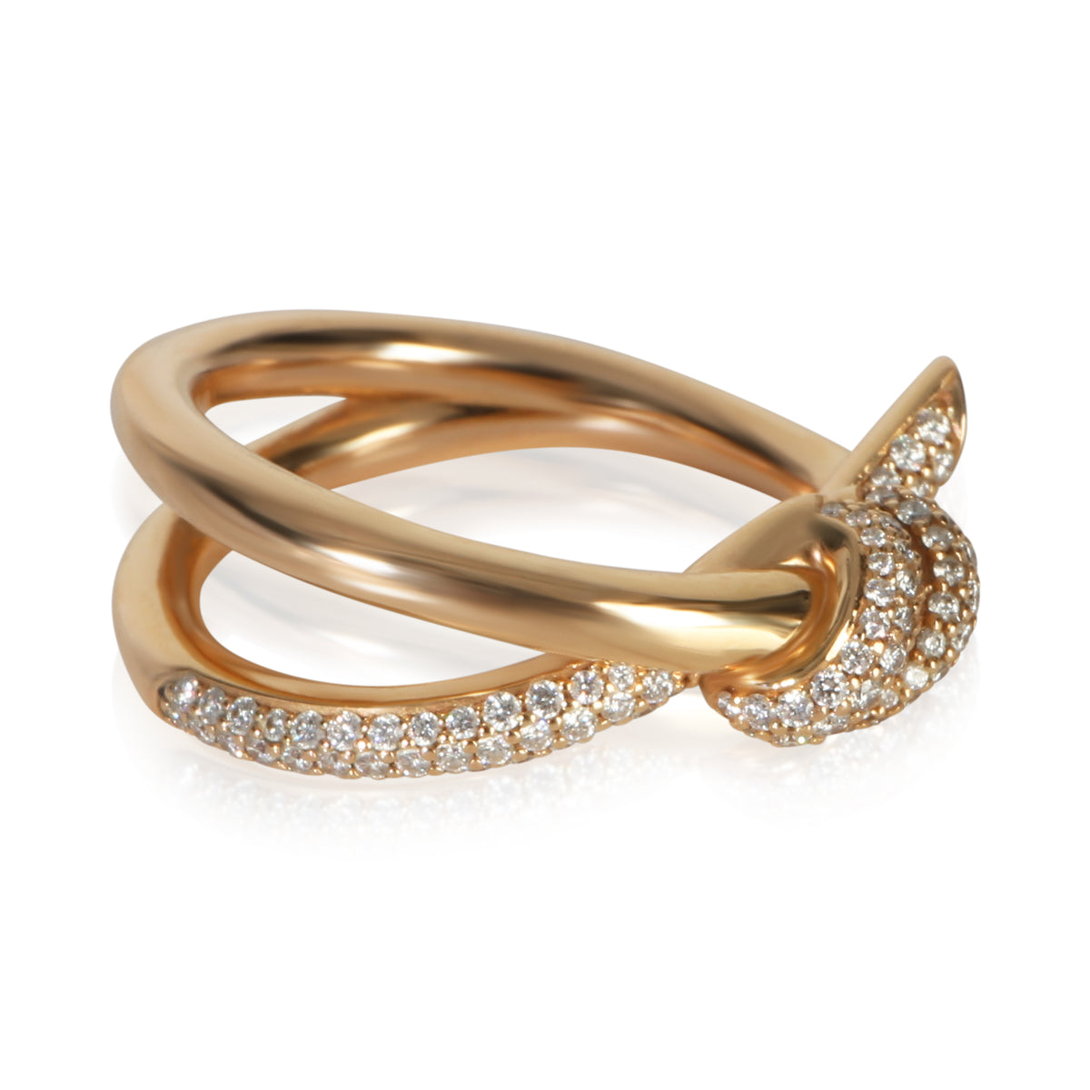 Tiffany & Co. Rose Gold Diamond Double Row Knot Ring 3